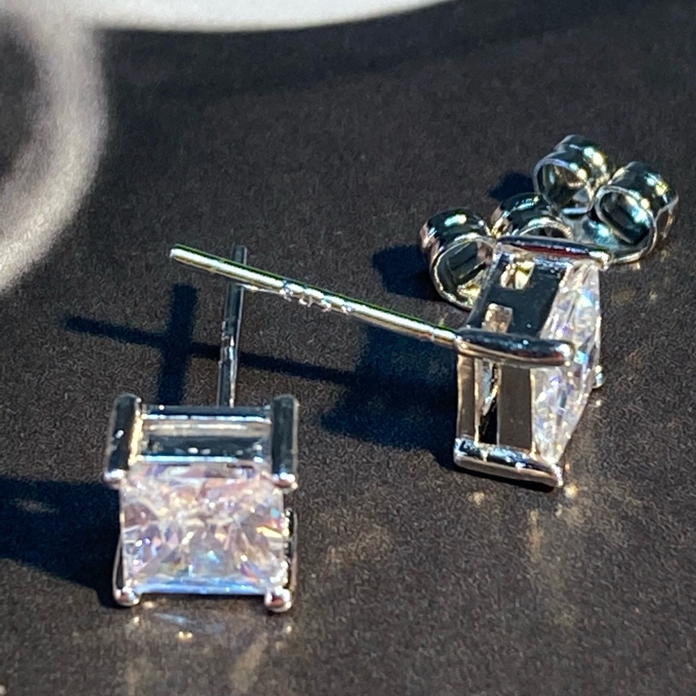 Sterling Silver 925 CZ Stud Earrings - Picture 3 of 6